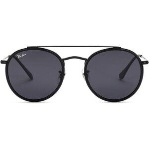 Round Sunglasses Double Bridge Real Glass Lens UV400 Retro Sun Glasses Women Men